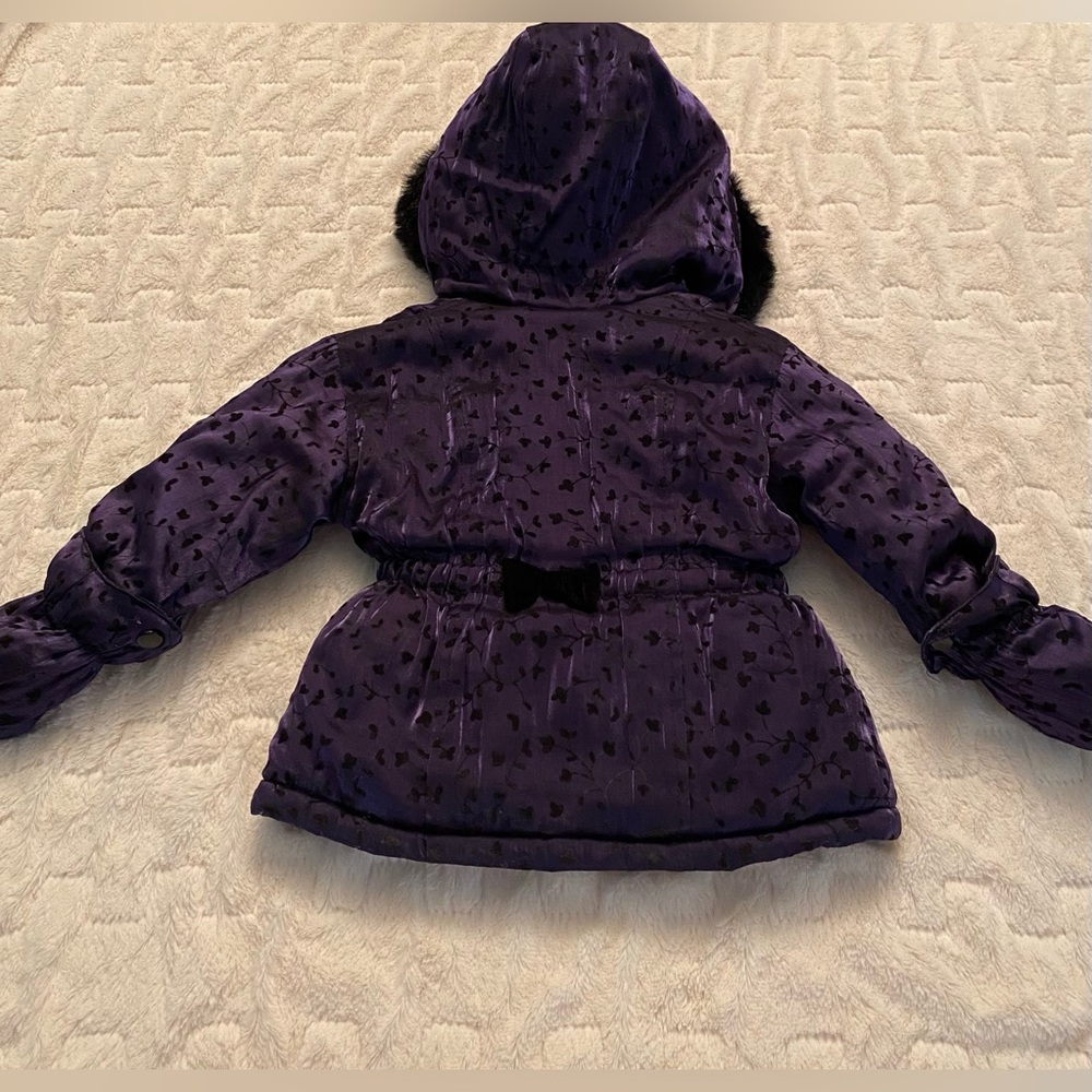 ❄️Rothschild Velvet Flocked Hooded Purple Coat - Picture 4 of 11